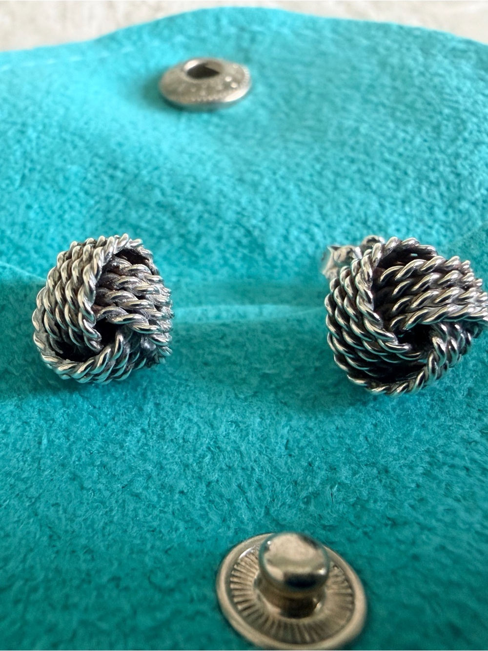 TIFFANY & CO. Somerset Twist knot mesh sterling silver stud earrings